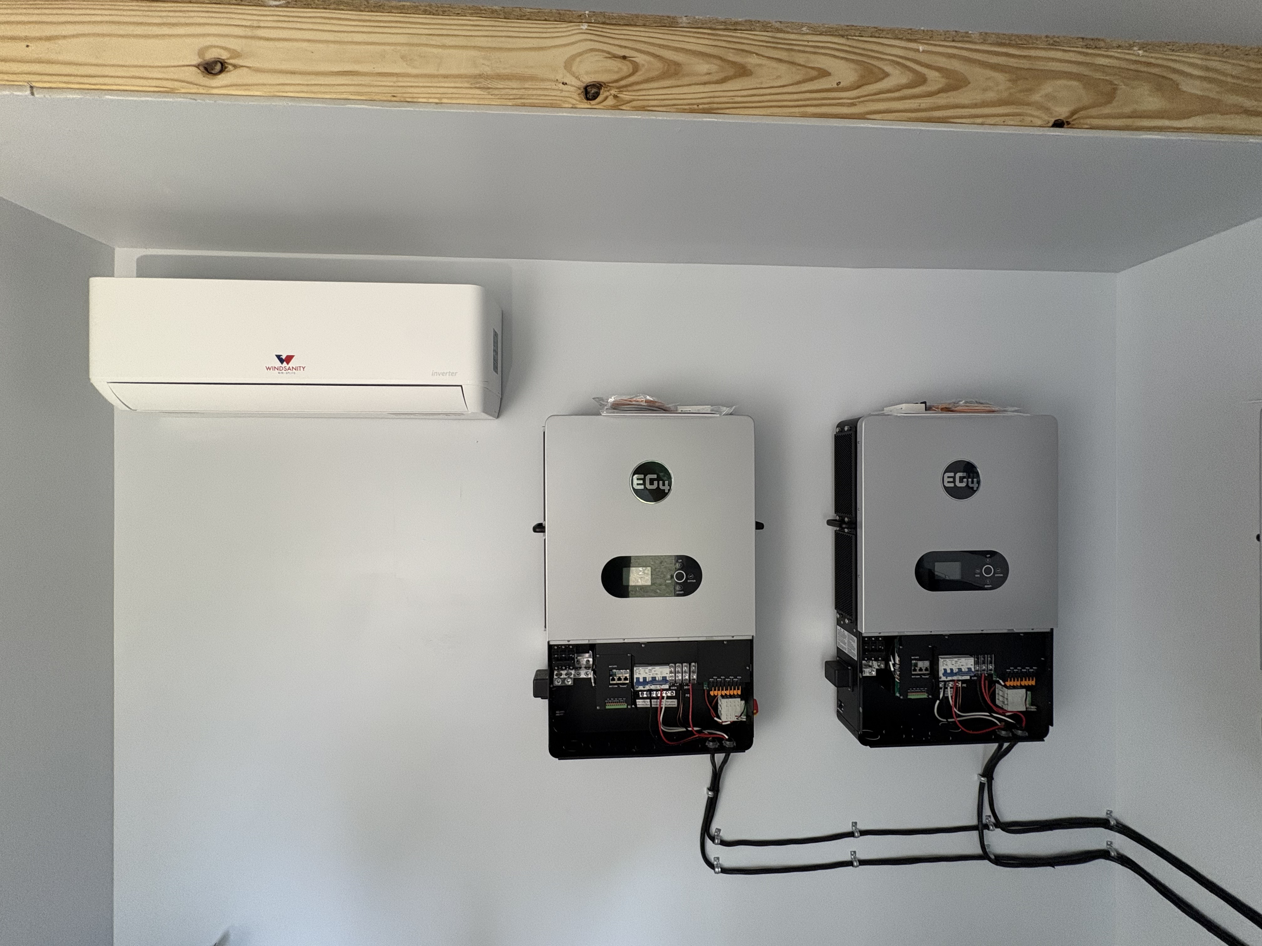 Mini-split installed at a remote off-grid property